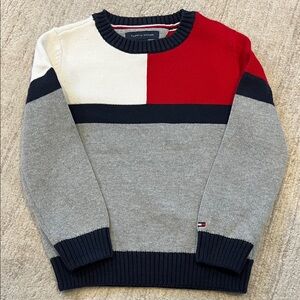 Tommy Hilfiger boy’s Crewneck Sweater - Red, White, and Gray